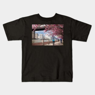 Riding Under the Cherry Blossoms Kids T-Shirt